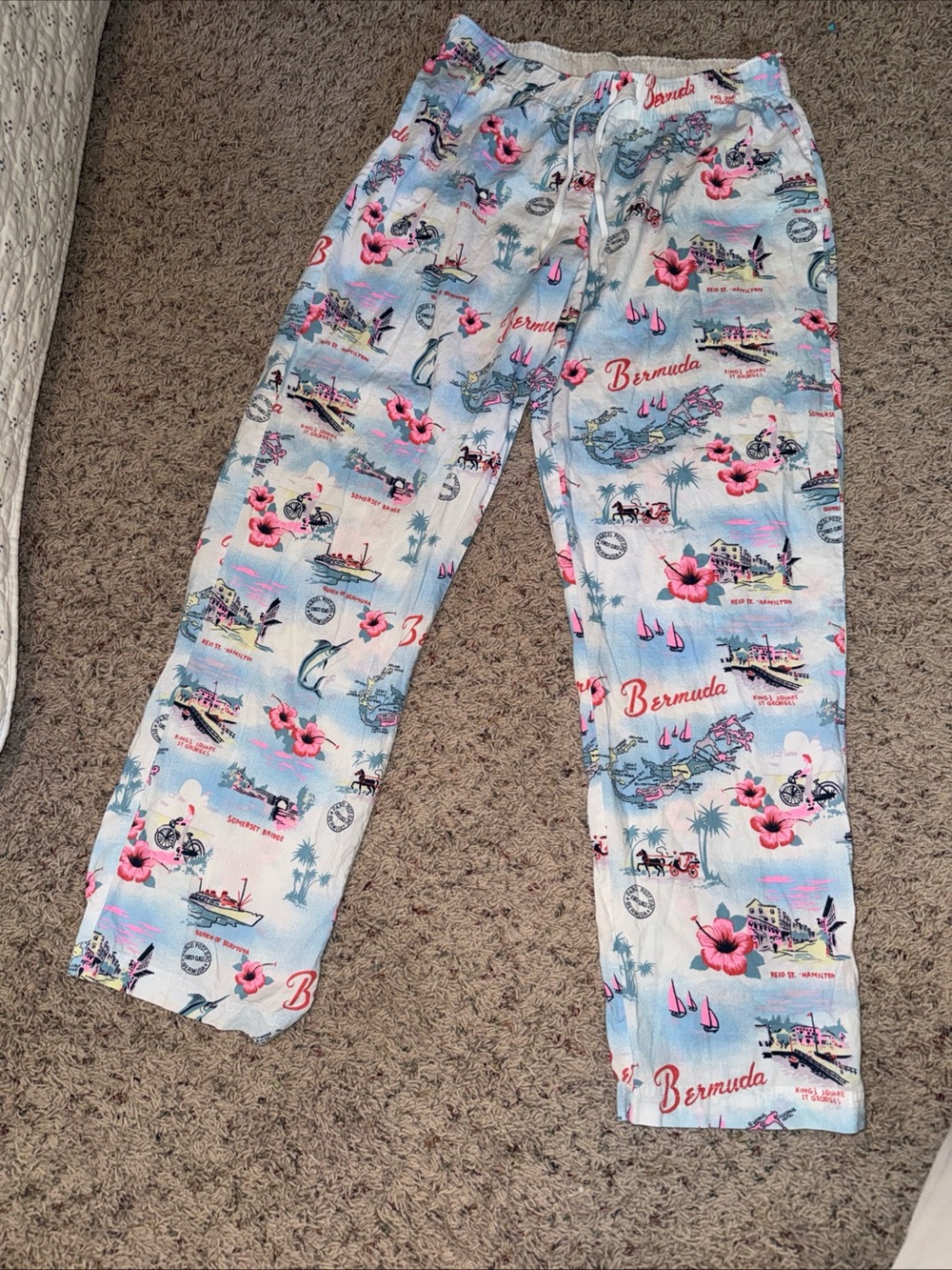 Love by Gap Womens XS Blue/pink Bermuda Cotton Pajama Pants Sleepwear Loung